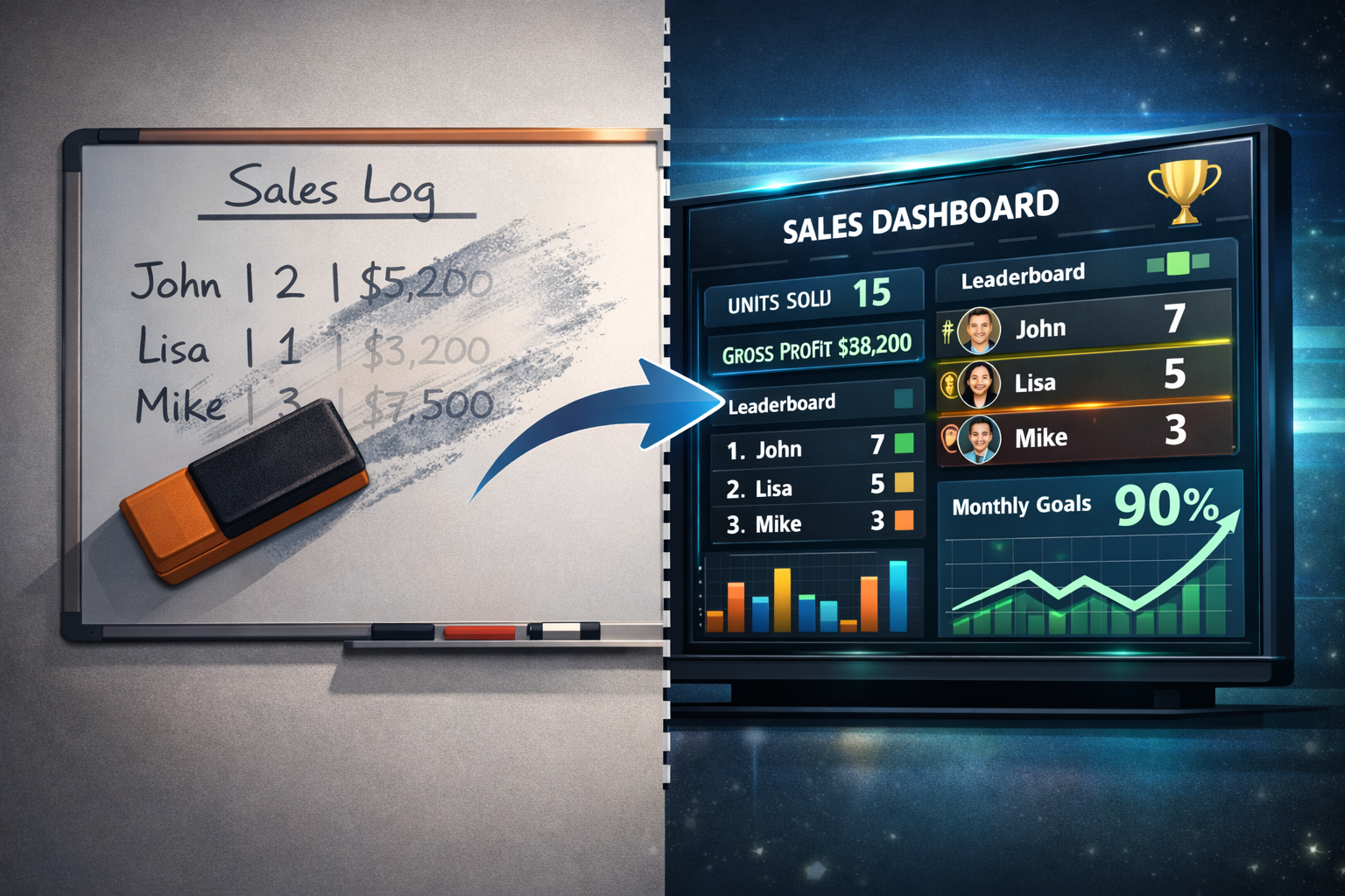 Whiteboard to digital scoreboard